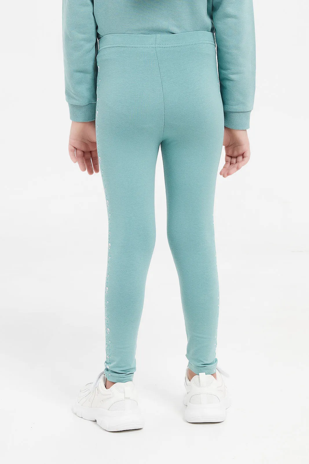 Girls Teal Side Print Legging