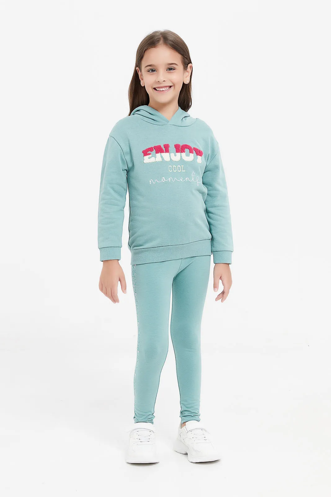 Girls Teal Side Print Legging