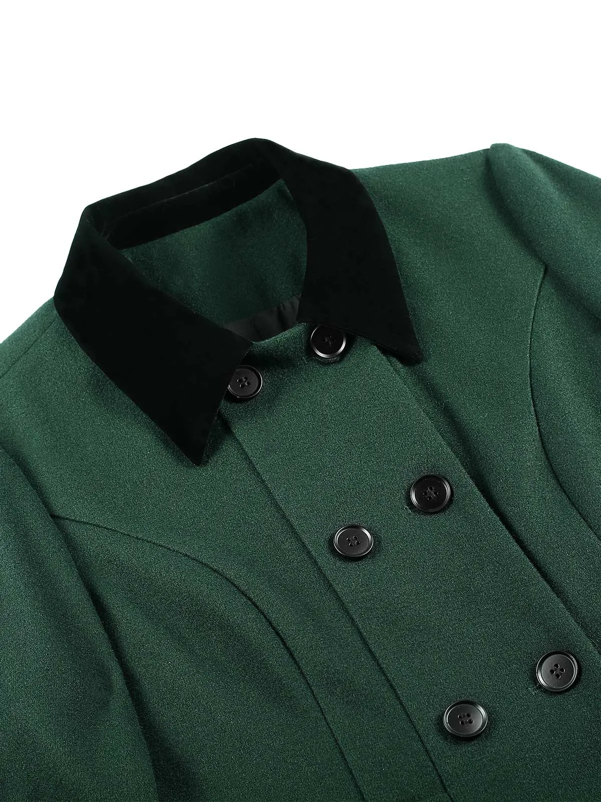 Green 1930s Double-Breasted Belted Coat With Cape