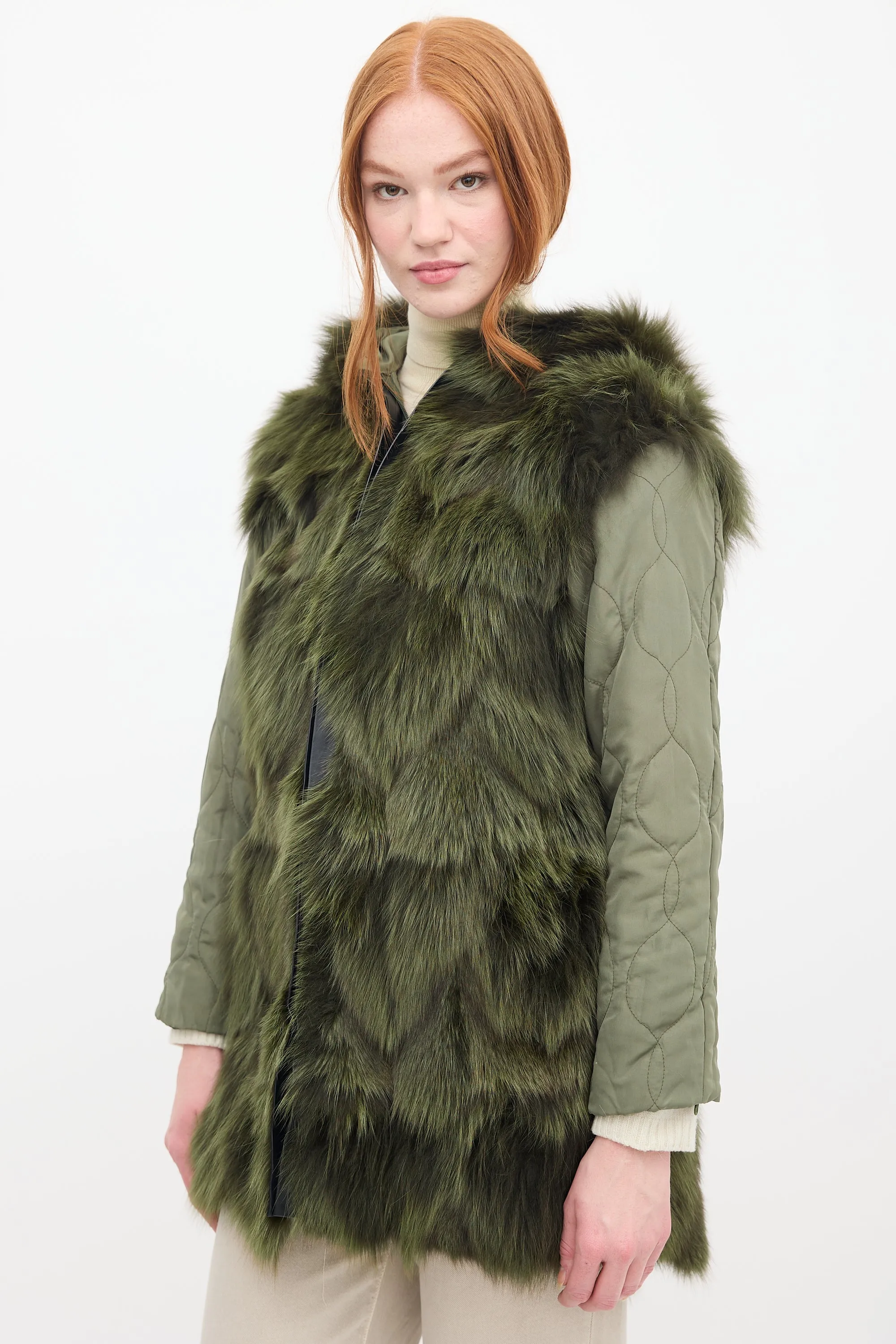 Green Fur 2-in-1 Parka