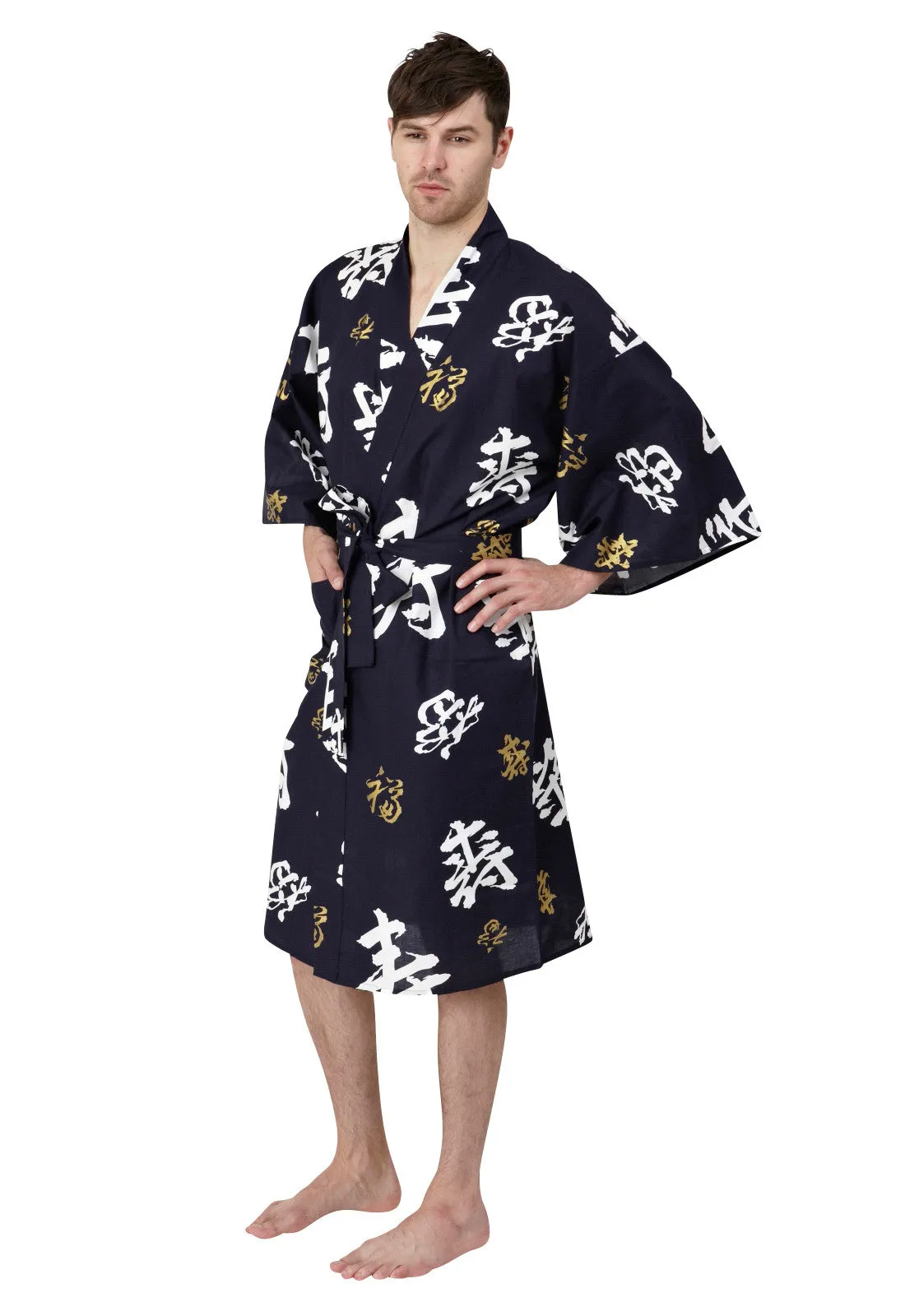 Happy Longevity Short Cotton Happi Coat Kimono