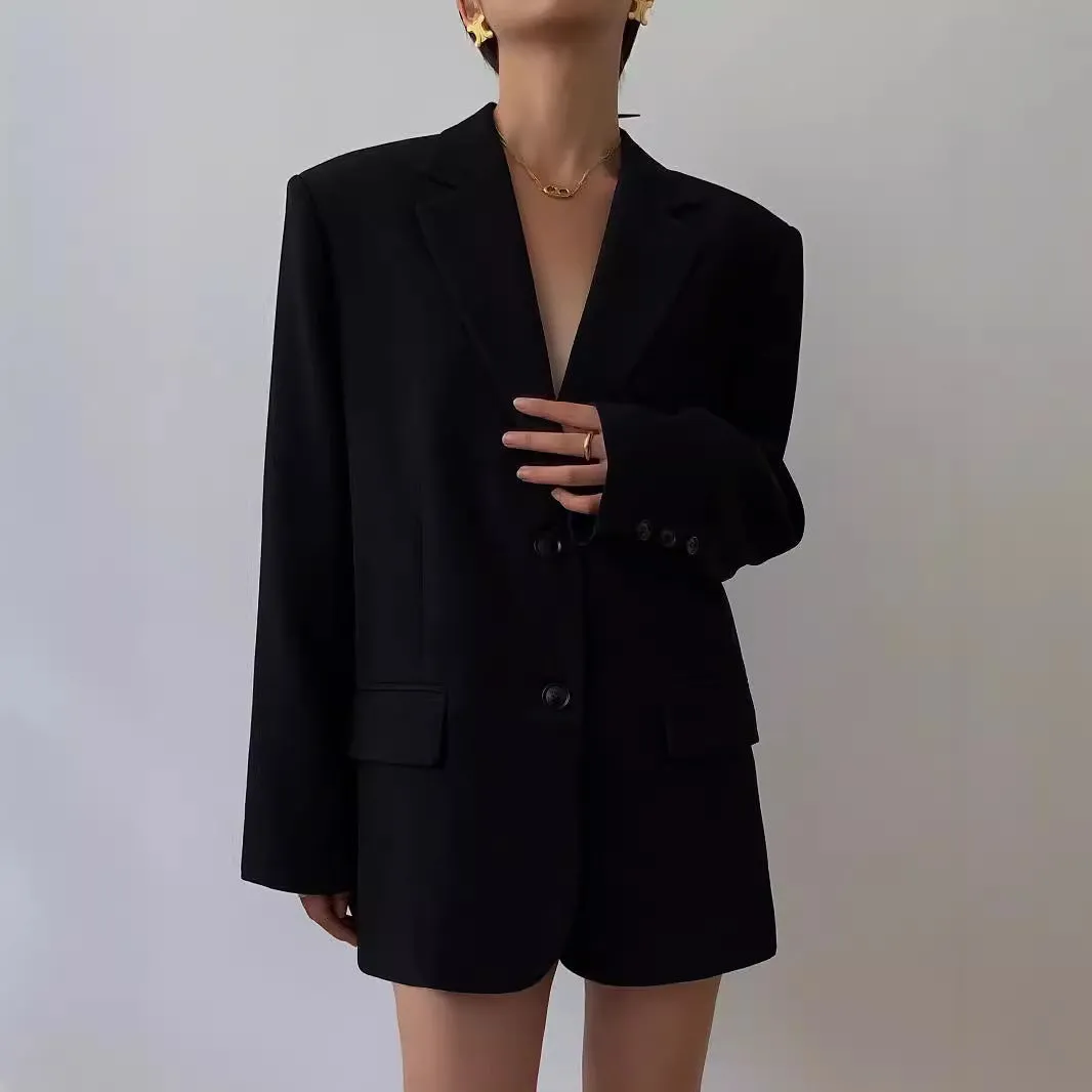 Hnzxzm black fur boots outfit Oversize Gray Suit Jacket for Women 2024 Spring and Autumn Korean Style Casual Small Loose Suit