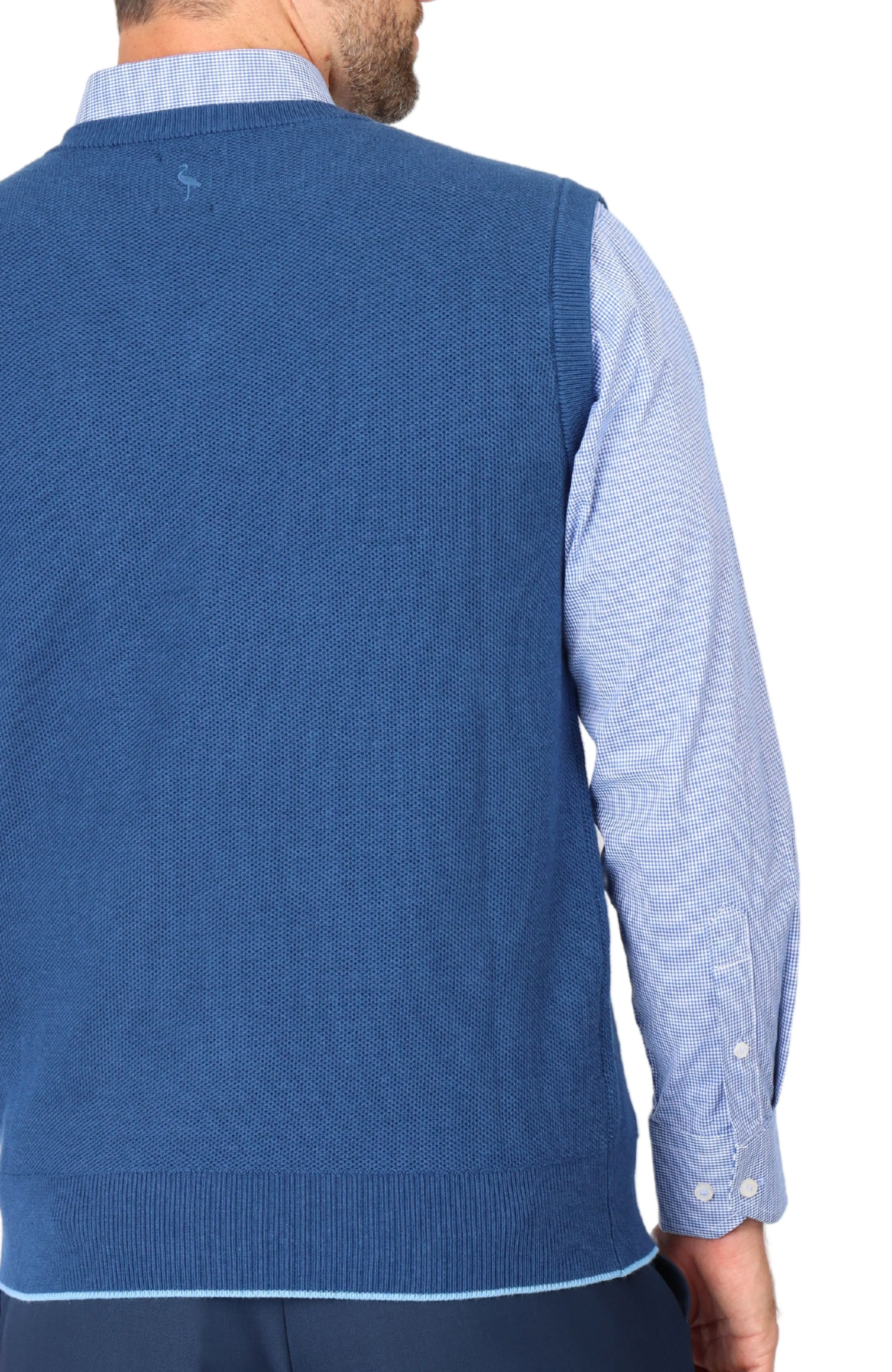 Indigo Blue Textured Waffle Sweater Vest