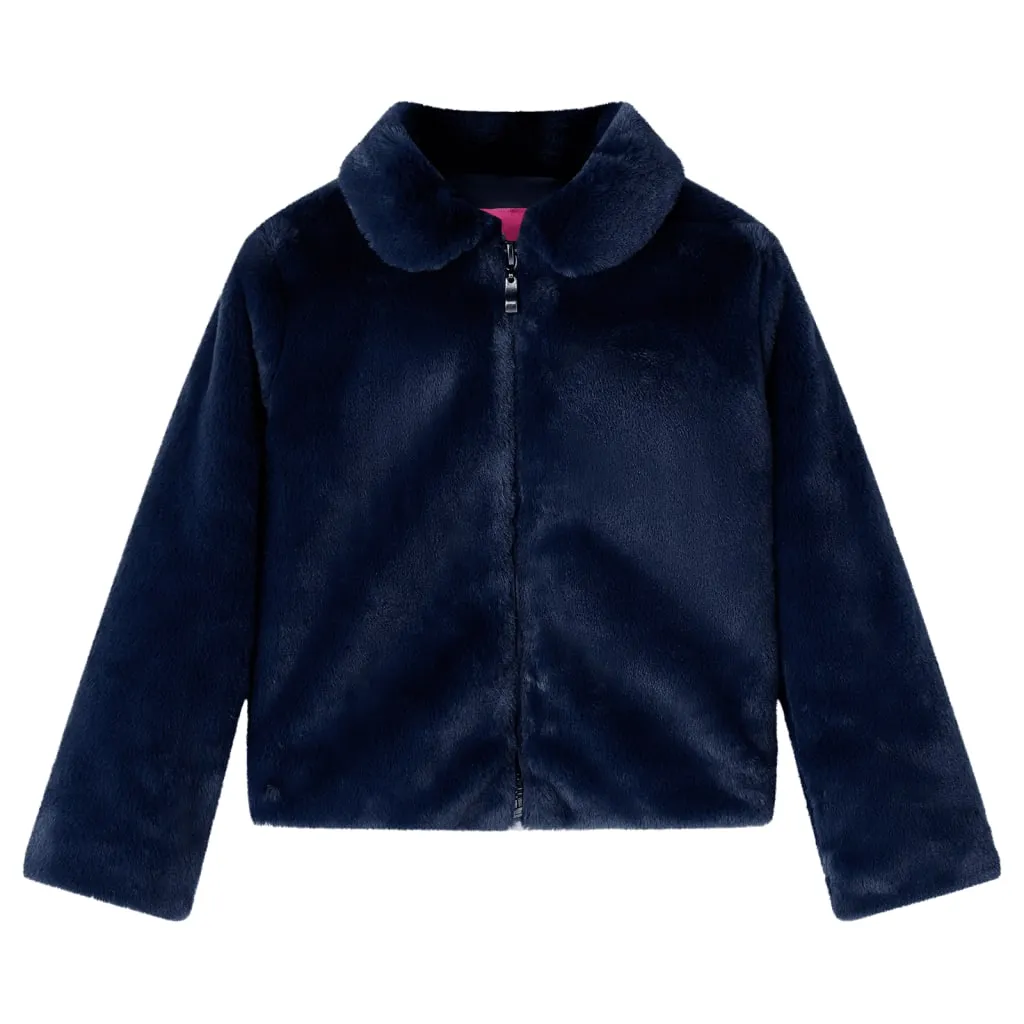 Kids' Navy Faux Fur Coat - Stylish & Warm Outerwear for 3-4 Years (Size 104)