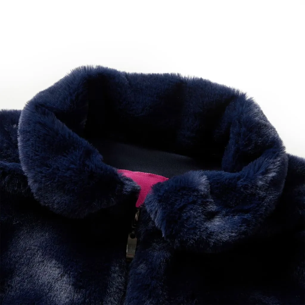 Kids' Navy Faux Fur Coat - Stylish & Warm Outerwear for 3-4 Years (Size 104)