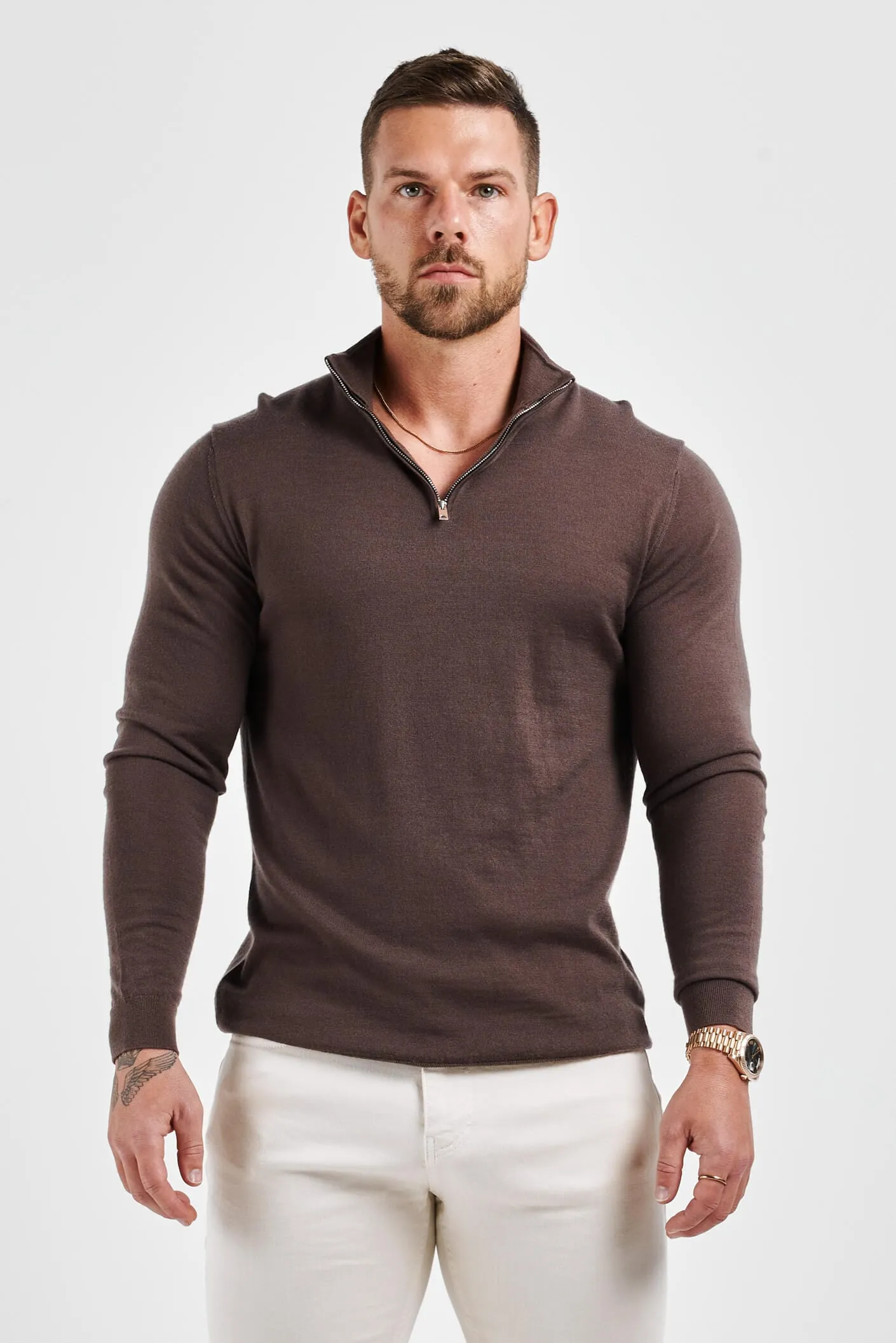 KNIT SWEATER - BROWN