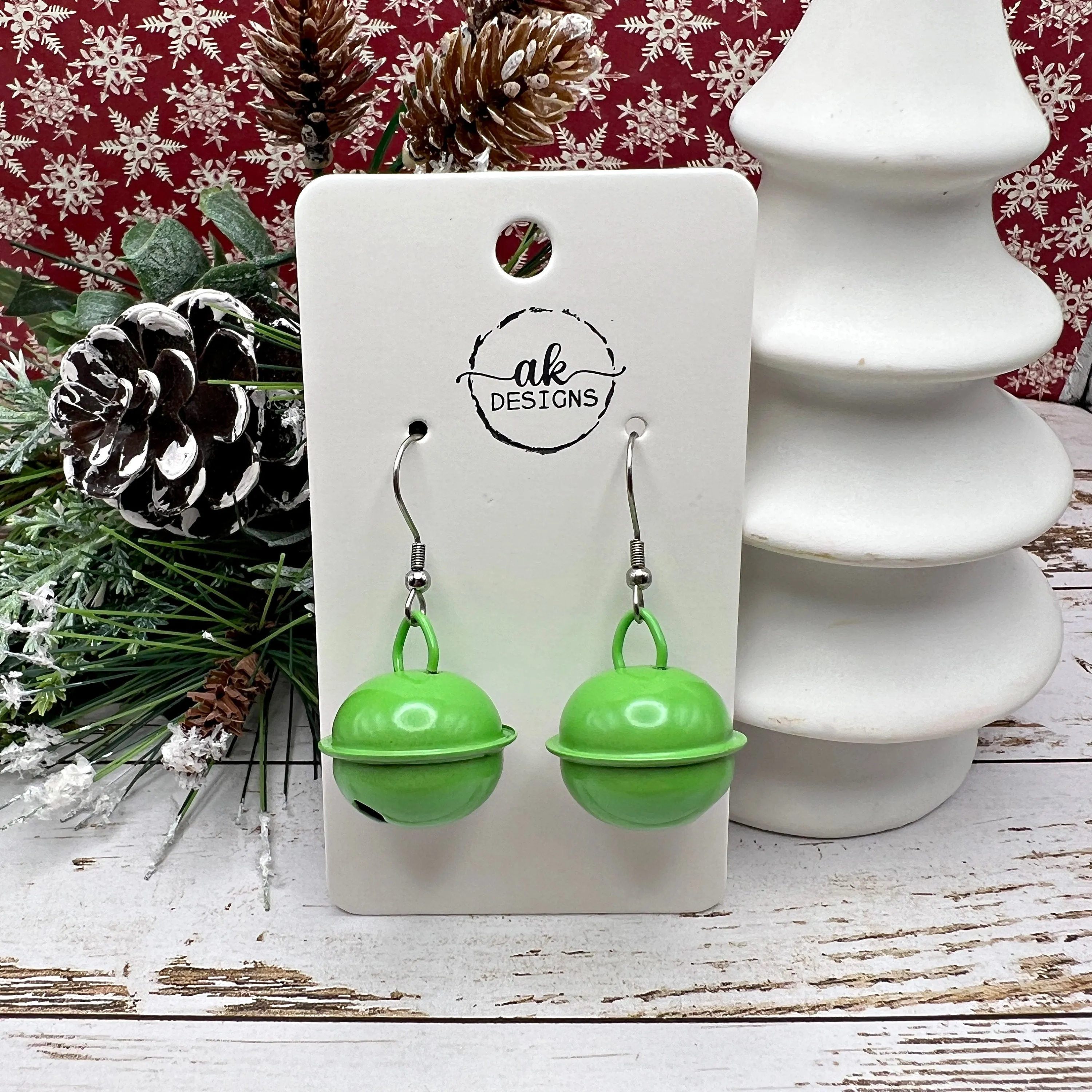 Large Brightly Colored Jingle Bells, Hypoallergenic  Earrings, Holiday Gift