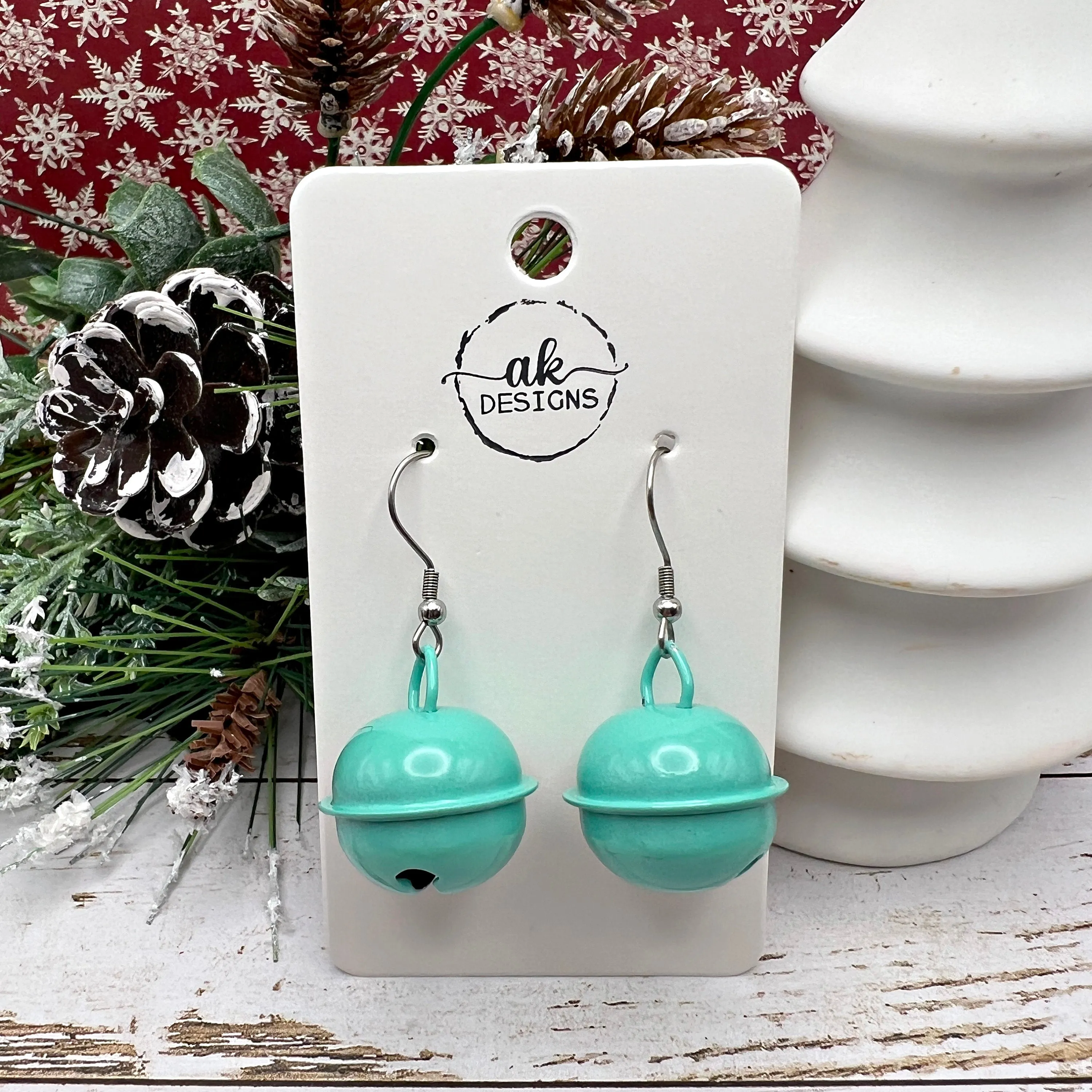 Large Brightly Colored Jingle Bells, Hypoallergenic  Earrings, Holiday Gift