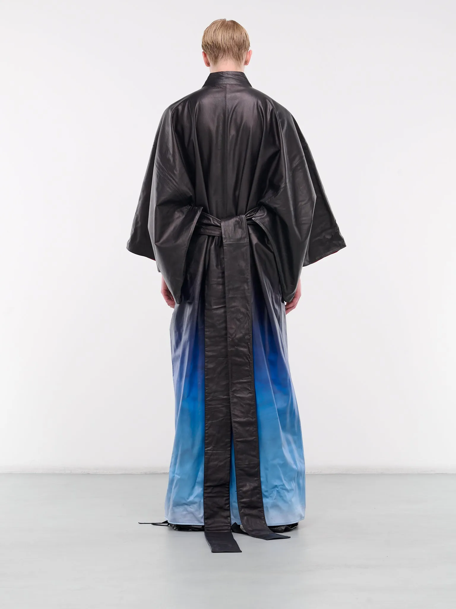 Leather Gradient Kimono (AJC2400-BLACK-BLUE)