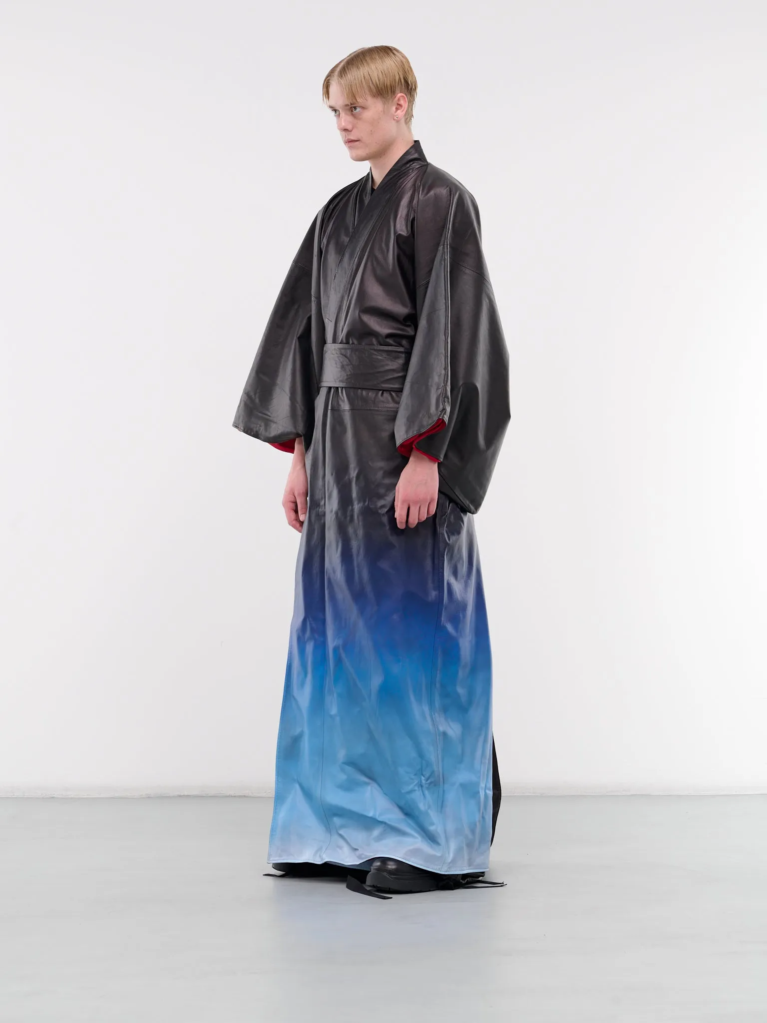 Leather Gradient Kimono (AJC2400-BLACK-BLUE)