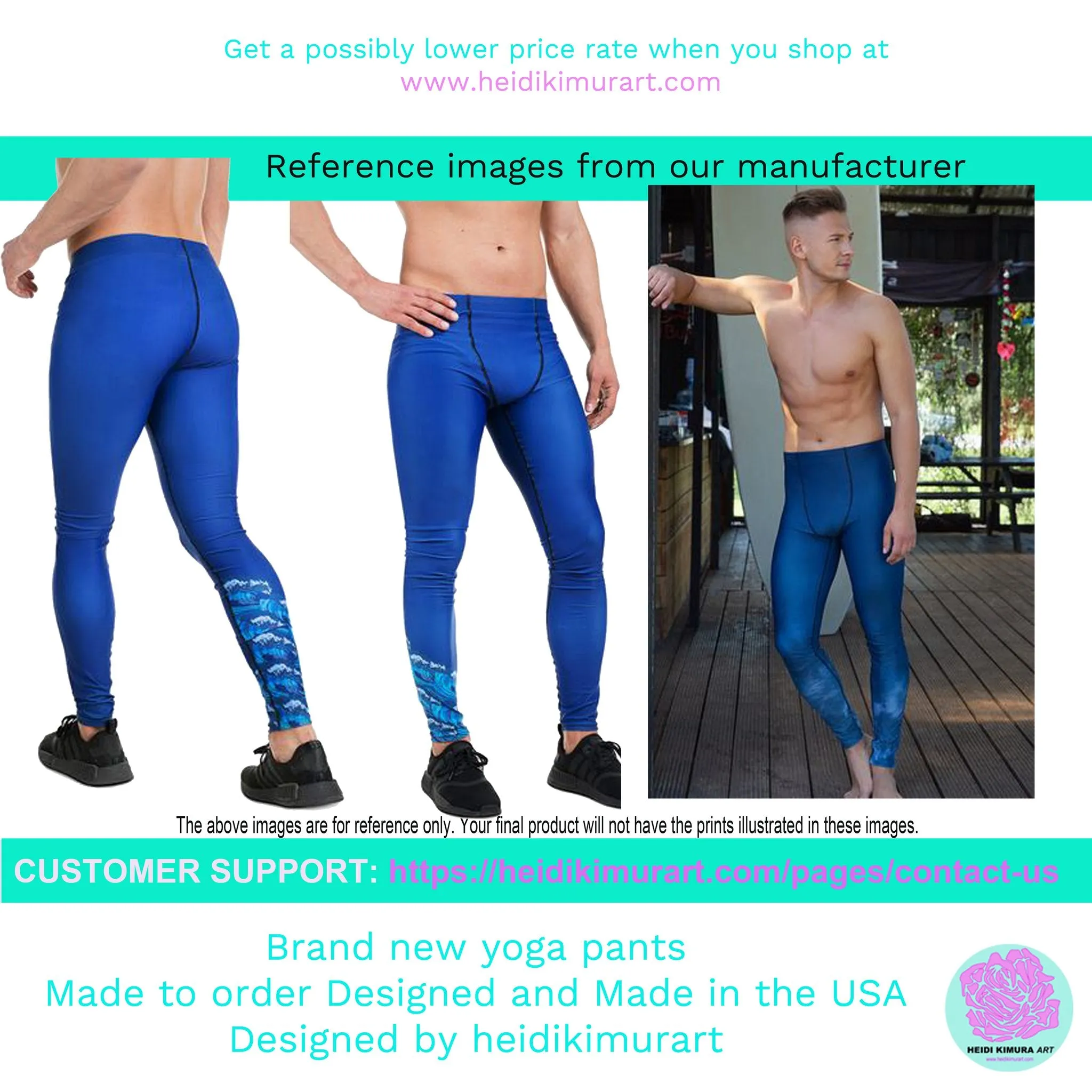 Light Solid Blue Color Meggings, Modern Solid Light Blue Color Designer Spandex Men's Tights/Leggings- Made in USA/ MX/ EU