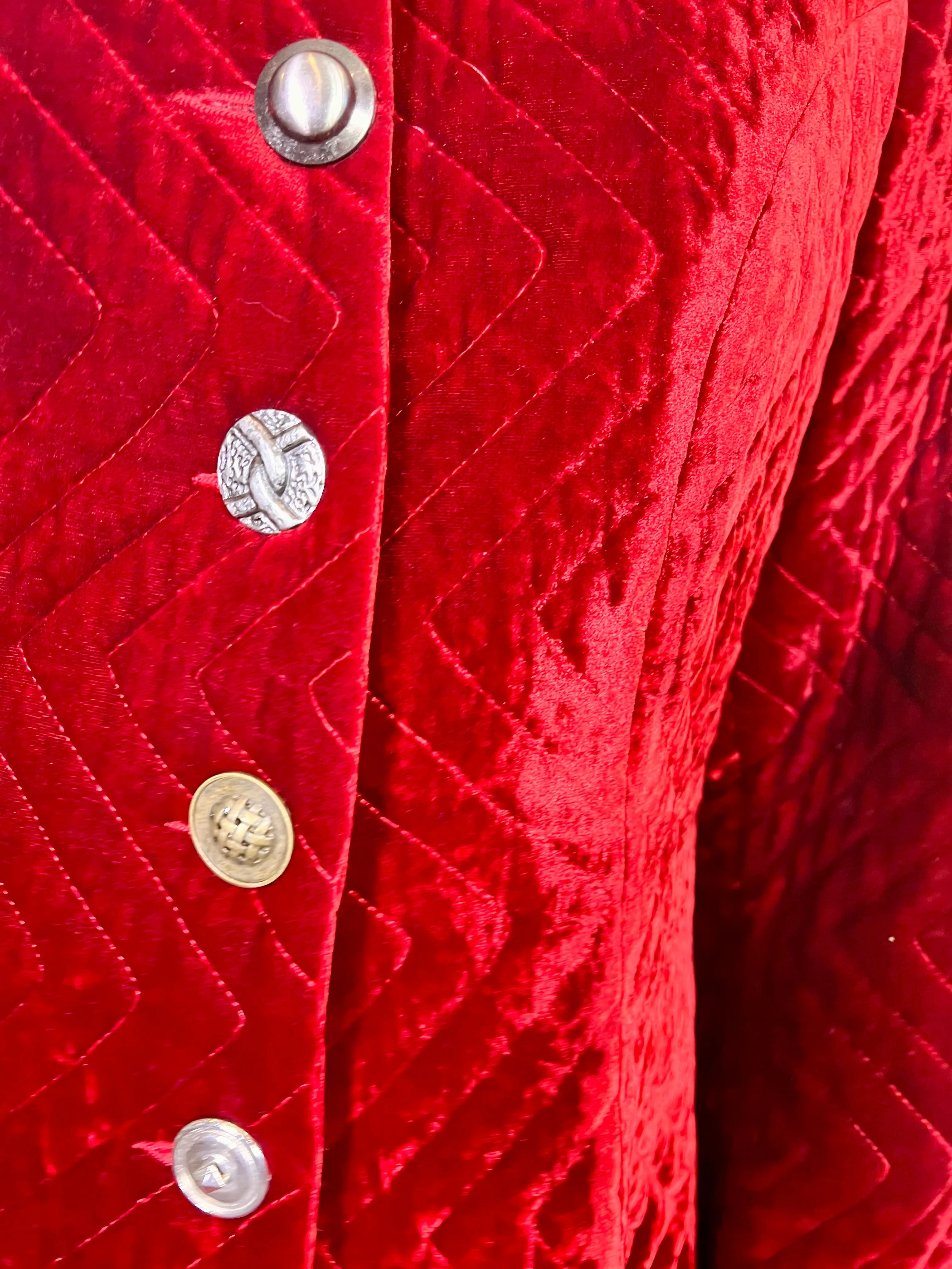 Lola, vintage quilted ruby red velvet coat