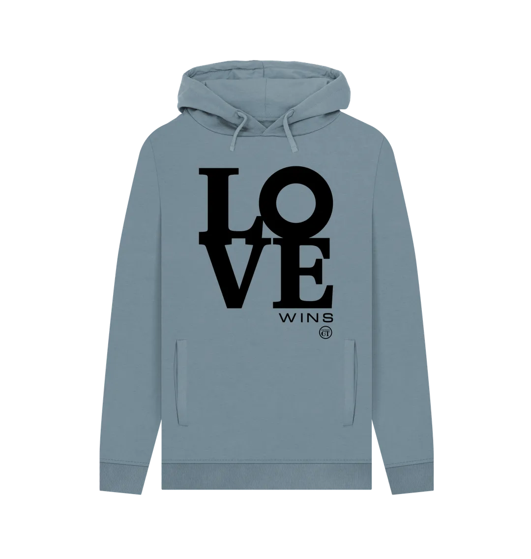 Loved Up Hoodie, Blue, Grey.  100% organic cotton . Free UK post