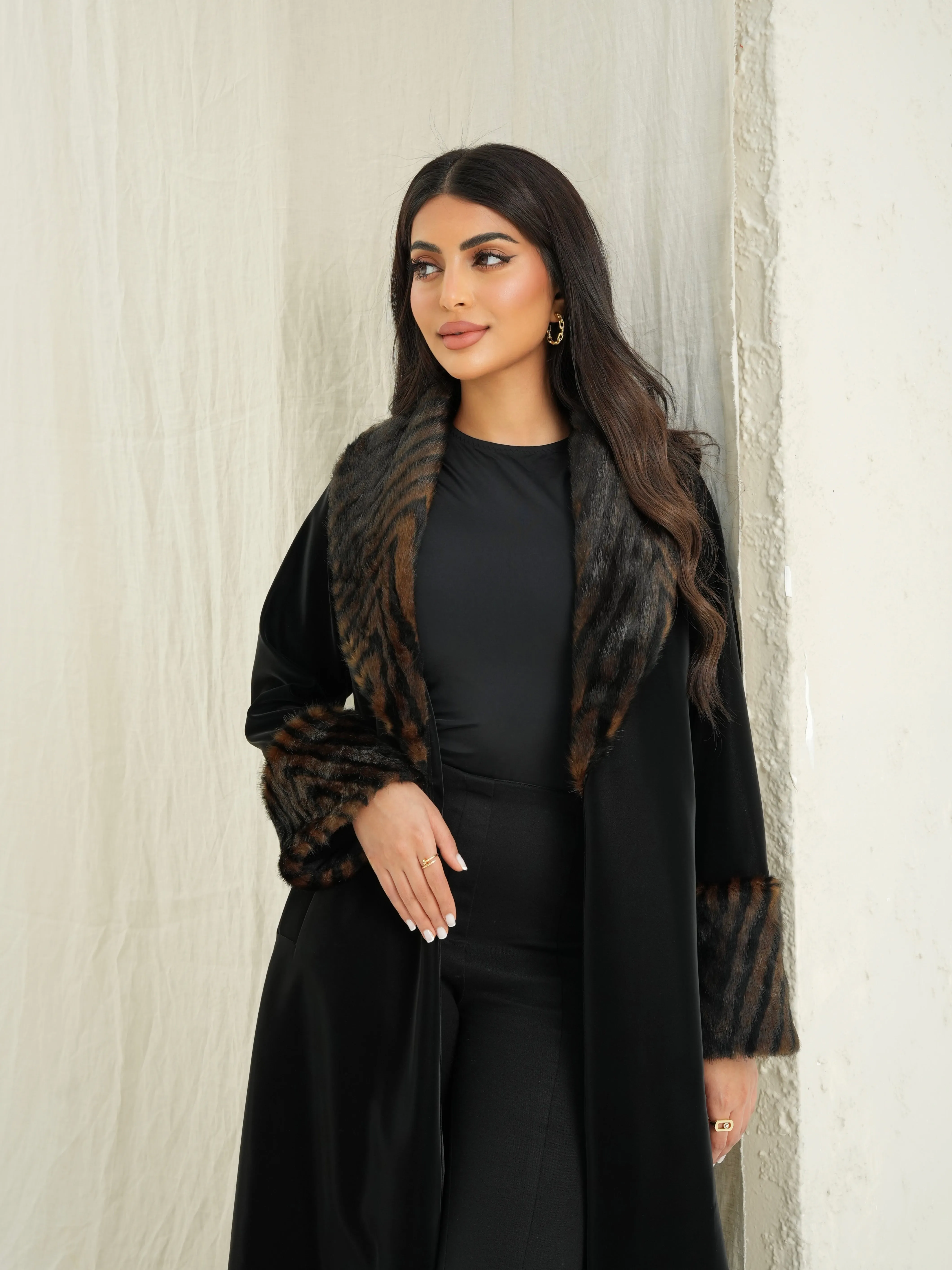 LUXURY FUR-LEATHER ABAYA #517