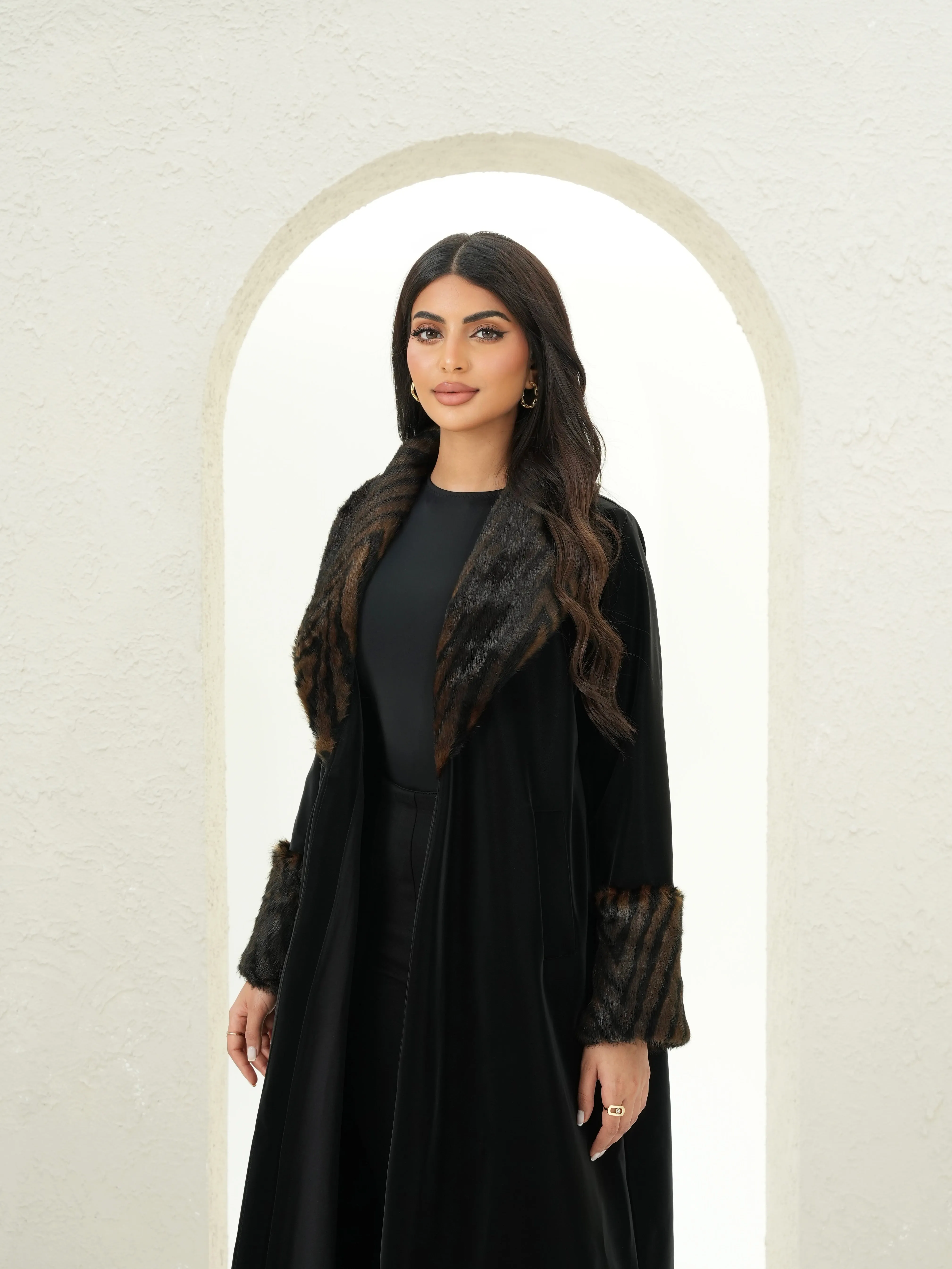 LUXURY FUR-LEATHER ABAYA #517