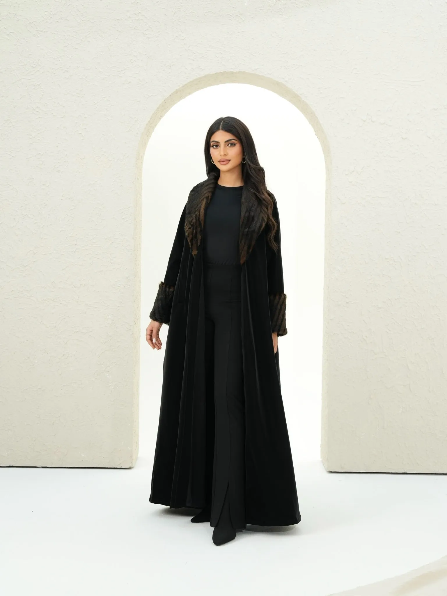 LUXURY FUR-LEATHER ABAYA #517