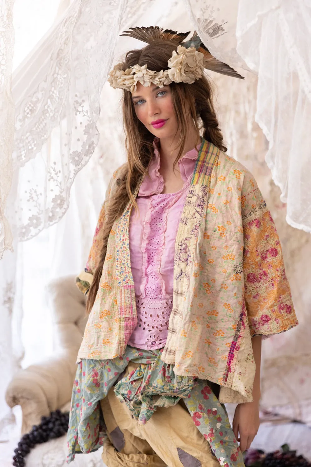 MAGNOLIA PEARL PATCHWORK DEKKER KIMONO JACKET 1152 MADRAS CALICO