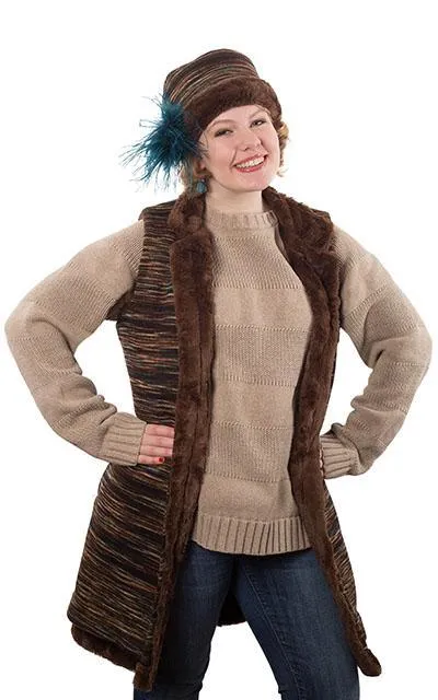 Mandarin Vest, Reversible less pockets - Sweet Stripes with Assorted Faux Fur - Only Smalls Left!