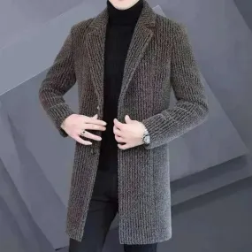 Men's  Elegant Duster Mid-length Slim-fit Woolen Coat