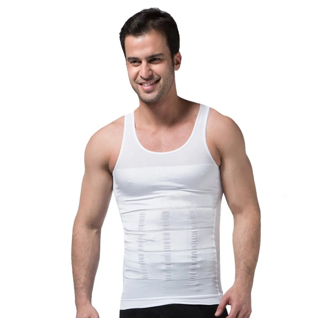 Men's Instant Slimming Tank Top - White- Large