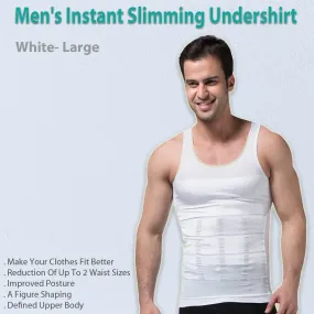 Men's Instant Slimming Tank Top - White- Large