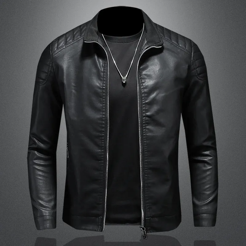 Men's Leather Motorcycle Jacket Thin Coat