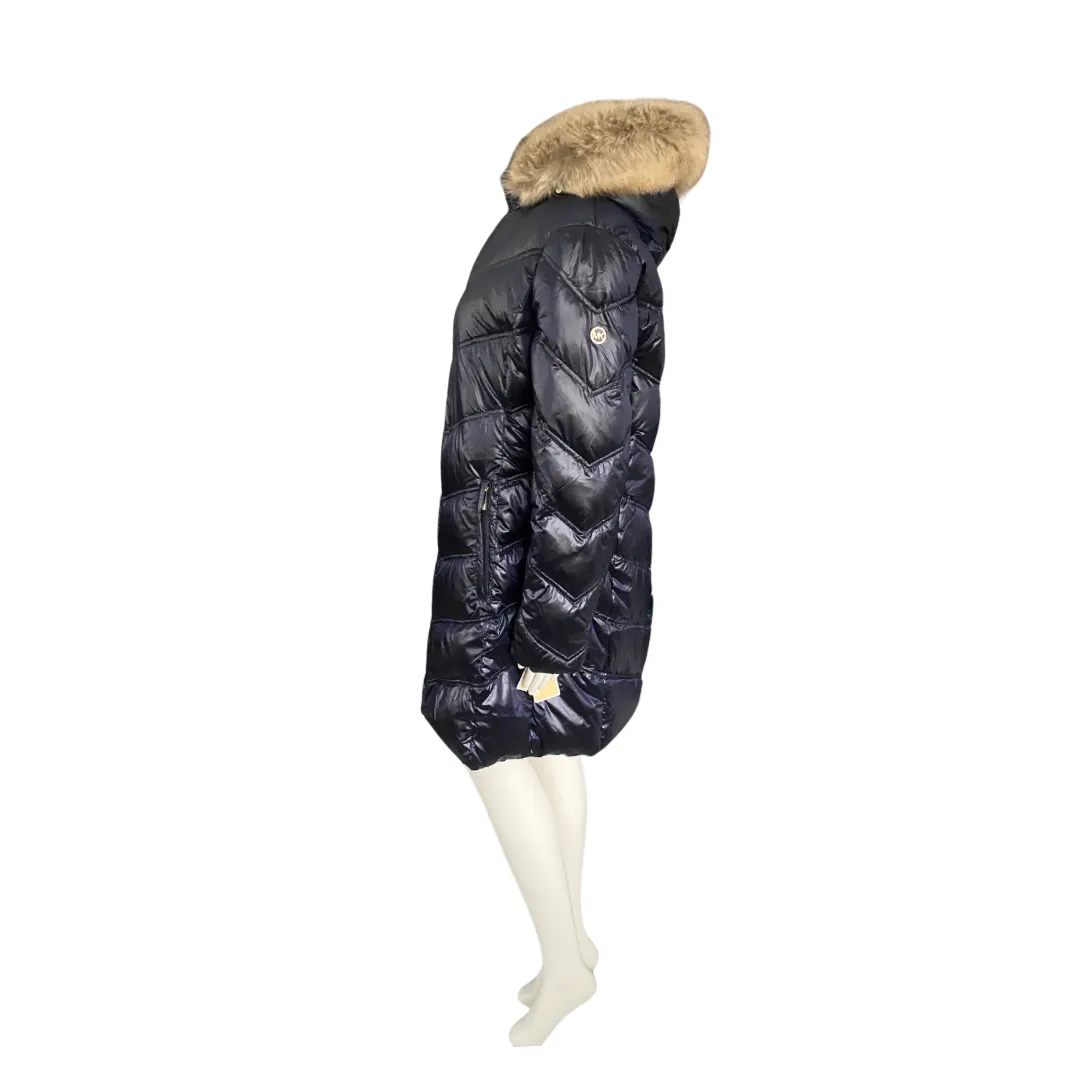 MICHAEL KORS Long Down Puffer Coat Navy SIZE L