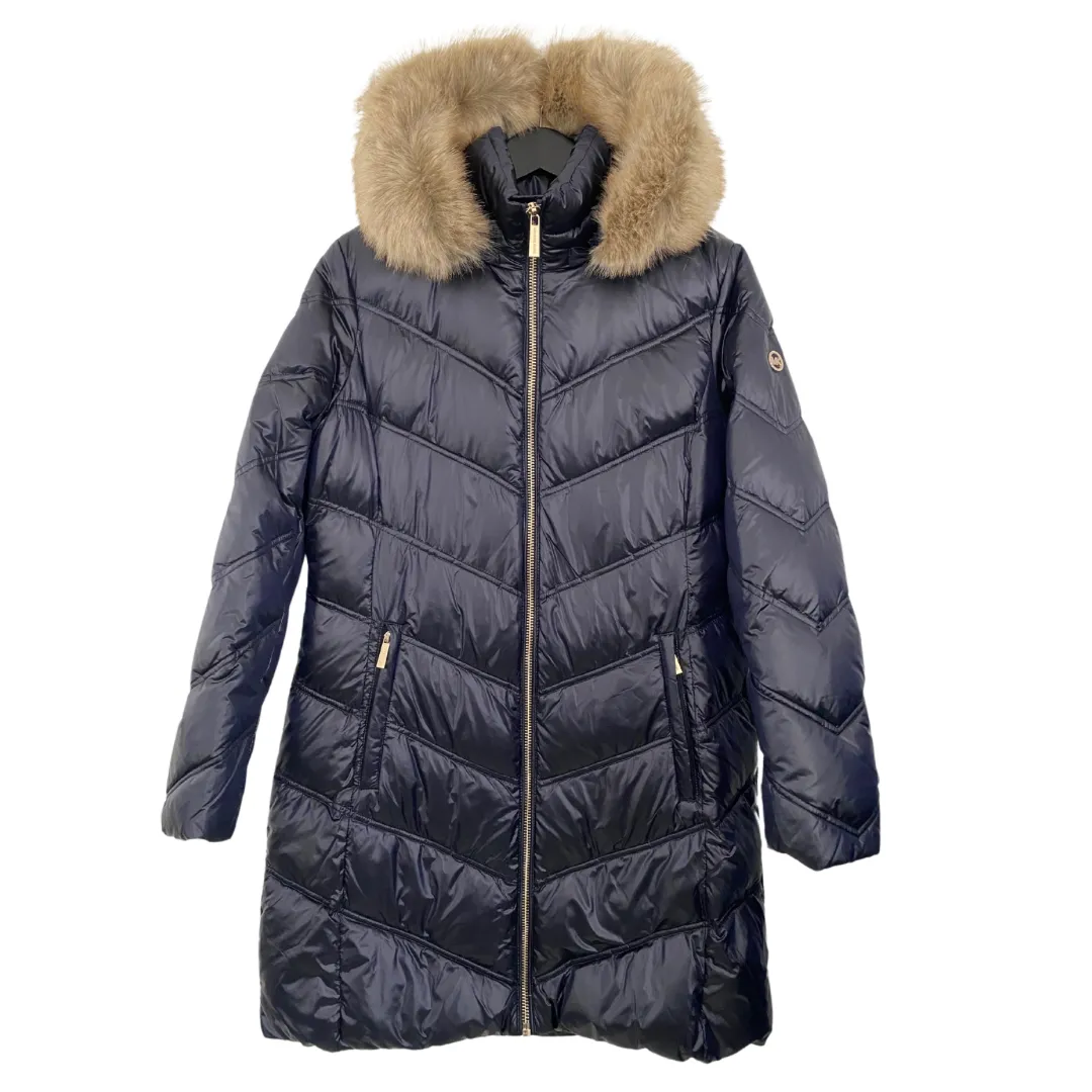 MICHAEL KORS Long Down Puffer Coat Navy SIZE L