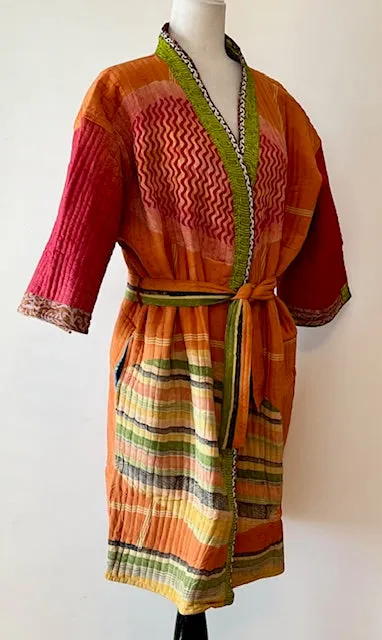 Mid Length Designer Kimono Jacket Is New and Unusual. Beautiful Transition Colors. (Orange)