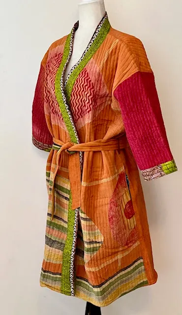 Mid Length Designer Kimono Jacket Is New and Unusual. Beautiful Transition Colors. (Orange)