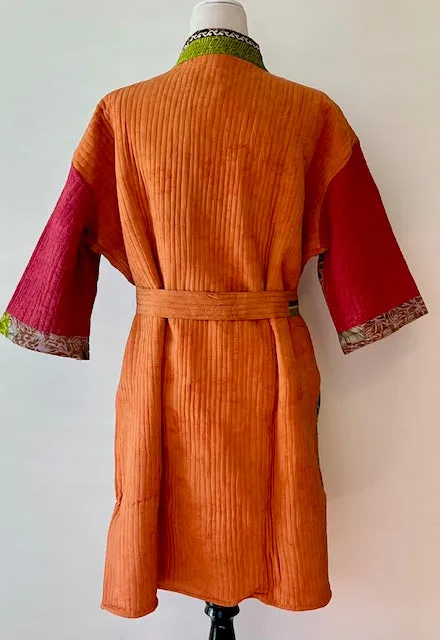 Mid Length Designer Kimono Jacket Is New and Unusual. Beautiful Transition Colors. (Orange)