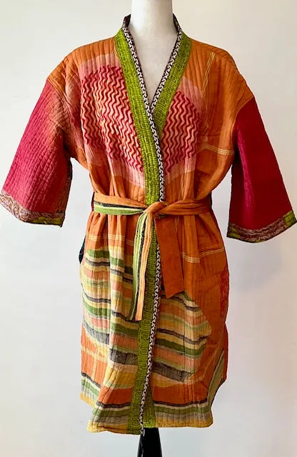 Mid Length Designer Kimono Jacket Is New and Unusual. Beautiful Transition Colors. (Orange)