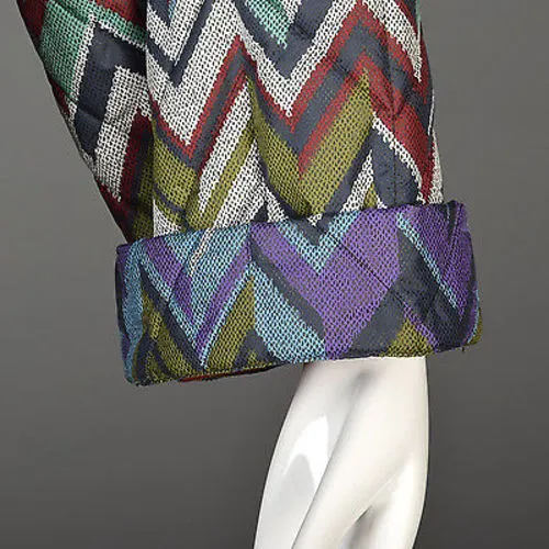 Missoni Colorful Print Oversized Quilted Rain Coat with Hood