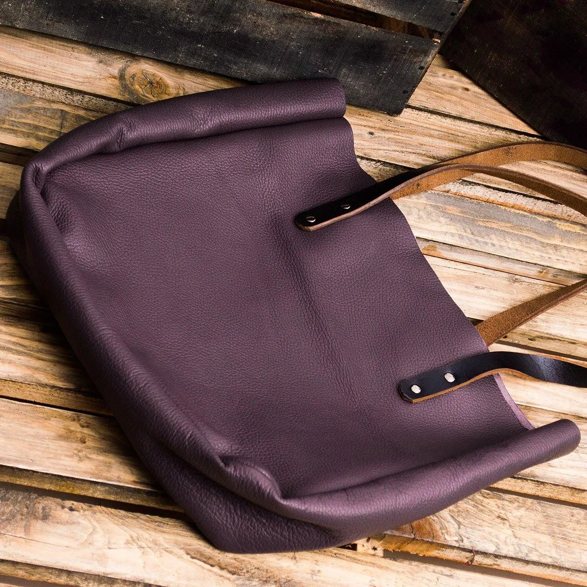 MONT5 Kel Handcrafted Everyday Purple Leather Tote