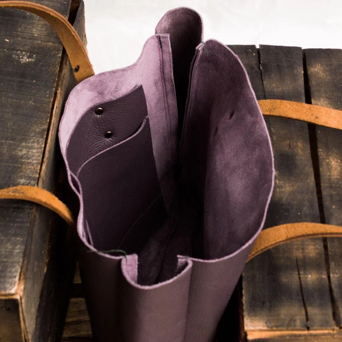 MONT5 Kel Handcrafted Everyday Purple Leather Tote