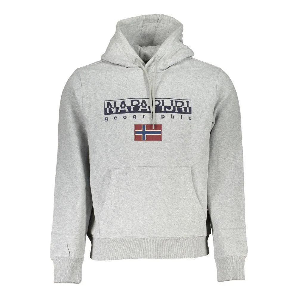 Napapijri Gray Cotton Men Hooded Sweater