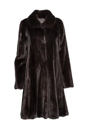 Natural Mid-Length Mink Fur Coat - Wing Collar - Straight Sleeve