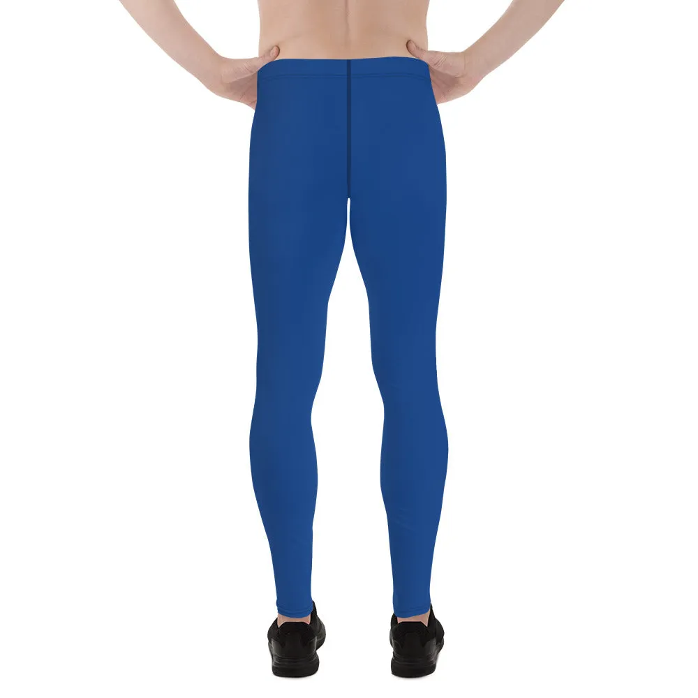 Navy Blue Color Men's Leggings, Modern Solid Blue Color Designer Spandex Men's Tights/Leggings- Made in USA/ MX/ EU