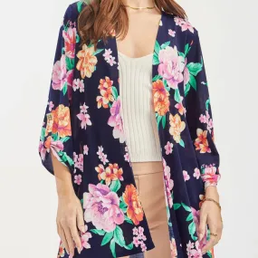 Navy Floral Kimono