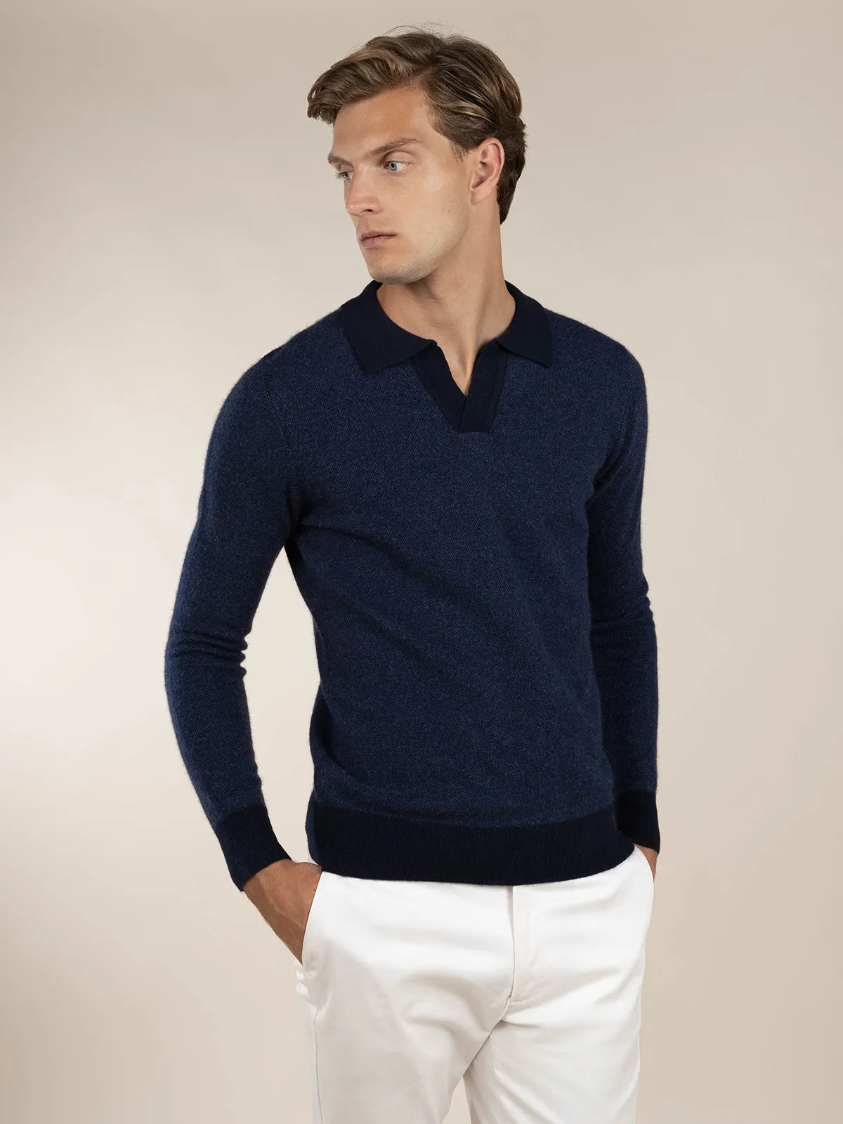 Navy Jacquard Polo