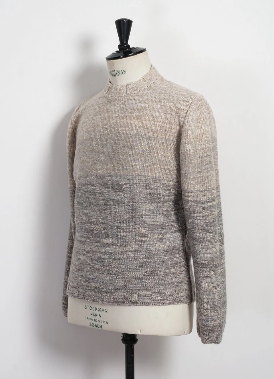 OMBRÉ MOCK-NECK | Wool & Cashmere-blend Sweater | Beige/Light Grey