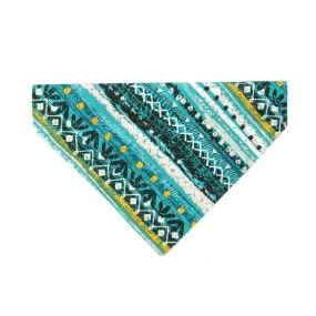 Pet Bandana - "Del Mar" - Boho Teal Aqua Bandana for Cat   Small Dog / Beach, Ocean, Surfer, Summer / Slide-on Bandana / Over-the-Collar (One Size)