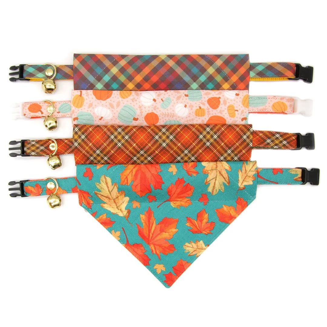 Pet Bandana - "Gourd Times" - Pumpkin Bandana for Cat   Small Dog / Fall, Thanksgiving, Harvest / Slide-on Bandana / Over-the-Collar (One Size)