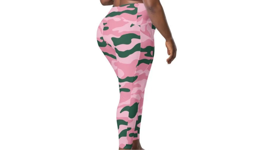 Pink and Green Camo Leggings with pockets