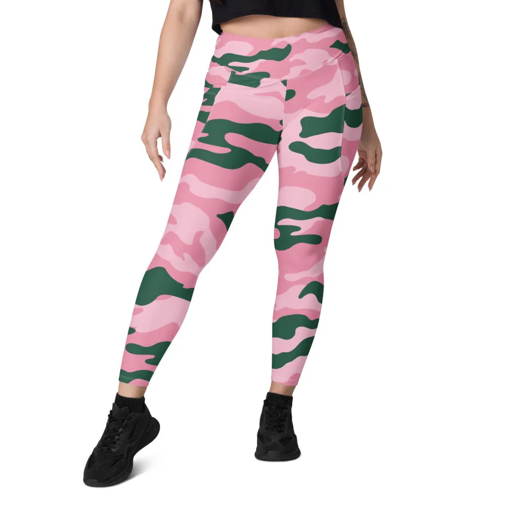 Pink and Green Camo Leggings with pockets