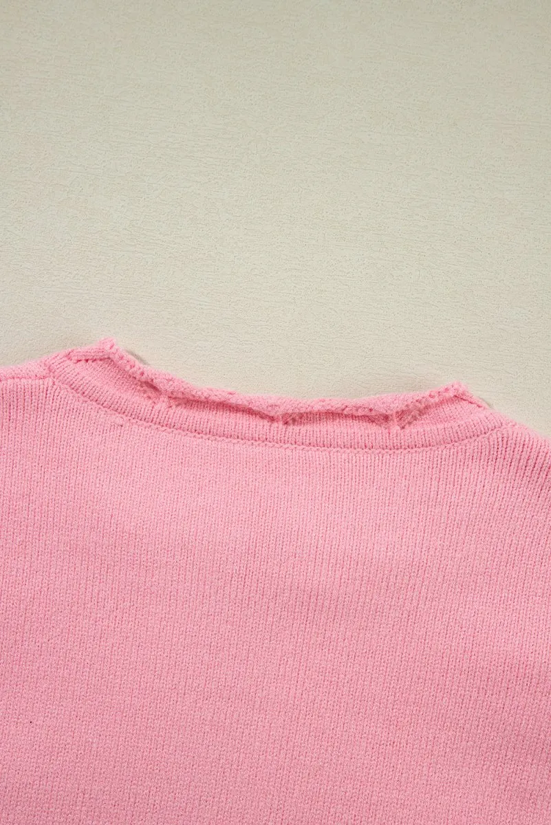 Pink Flower Blossom Knitted Sweater