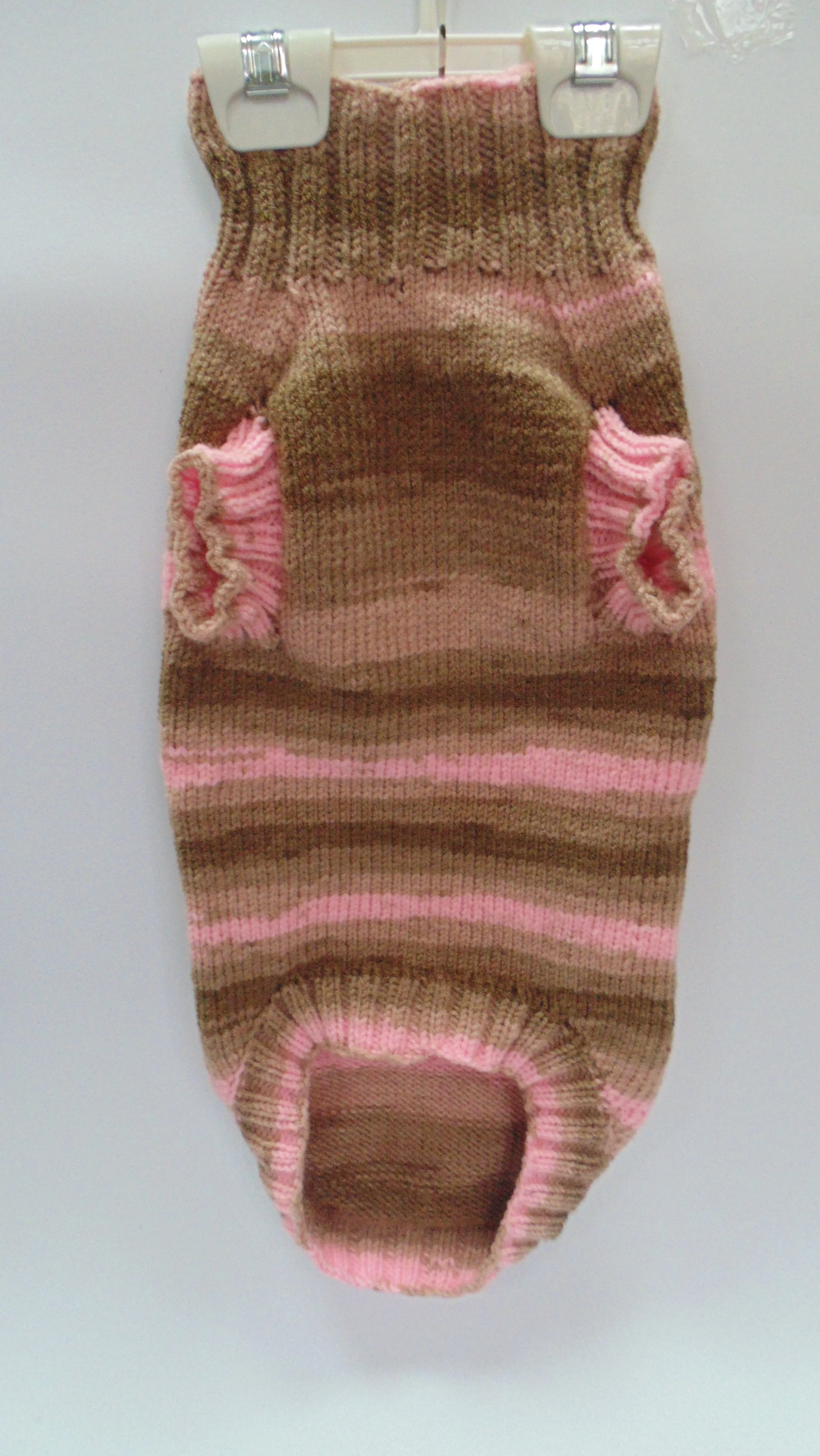 Pink striped knitted sweater for dachshund dogs, clothes for dachshund