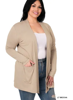 Plus Slouchy Cardigan in Ash Mocha by Zenana