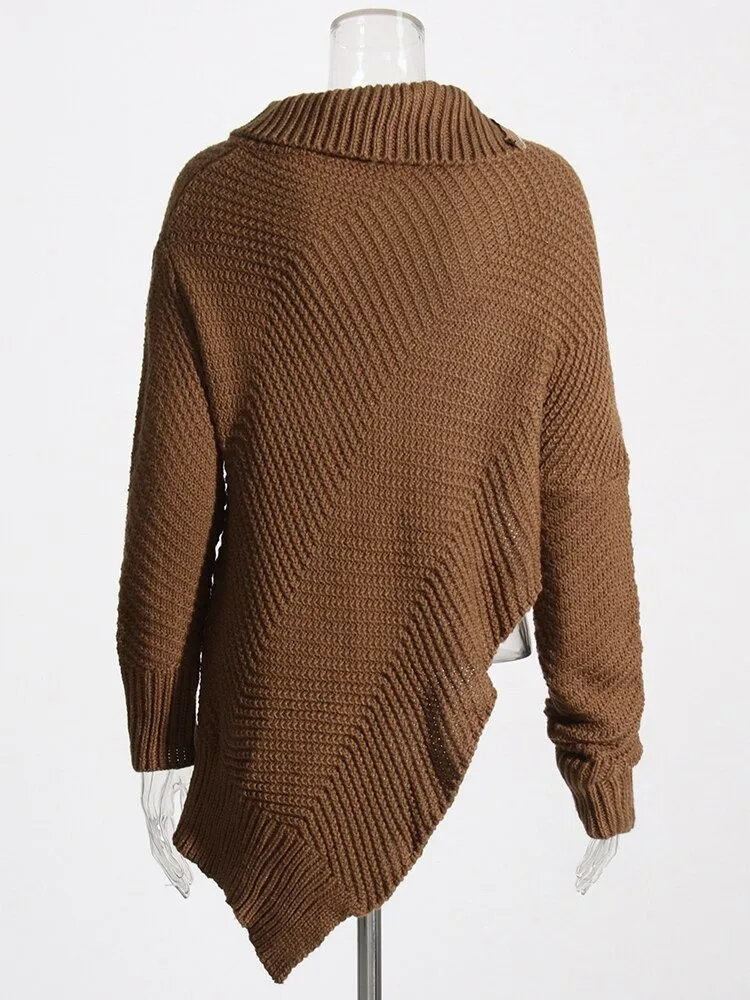 Pre Order:  Asymmetric Knitted Loose Sweater