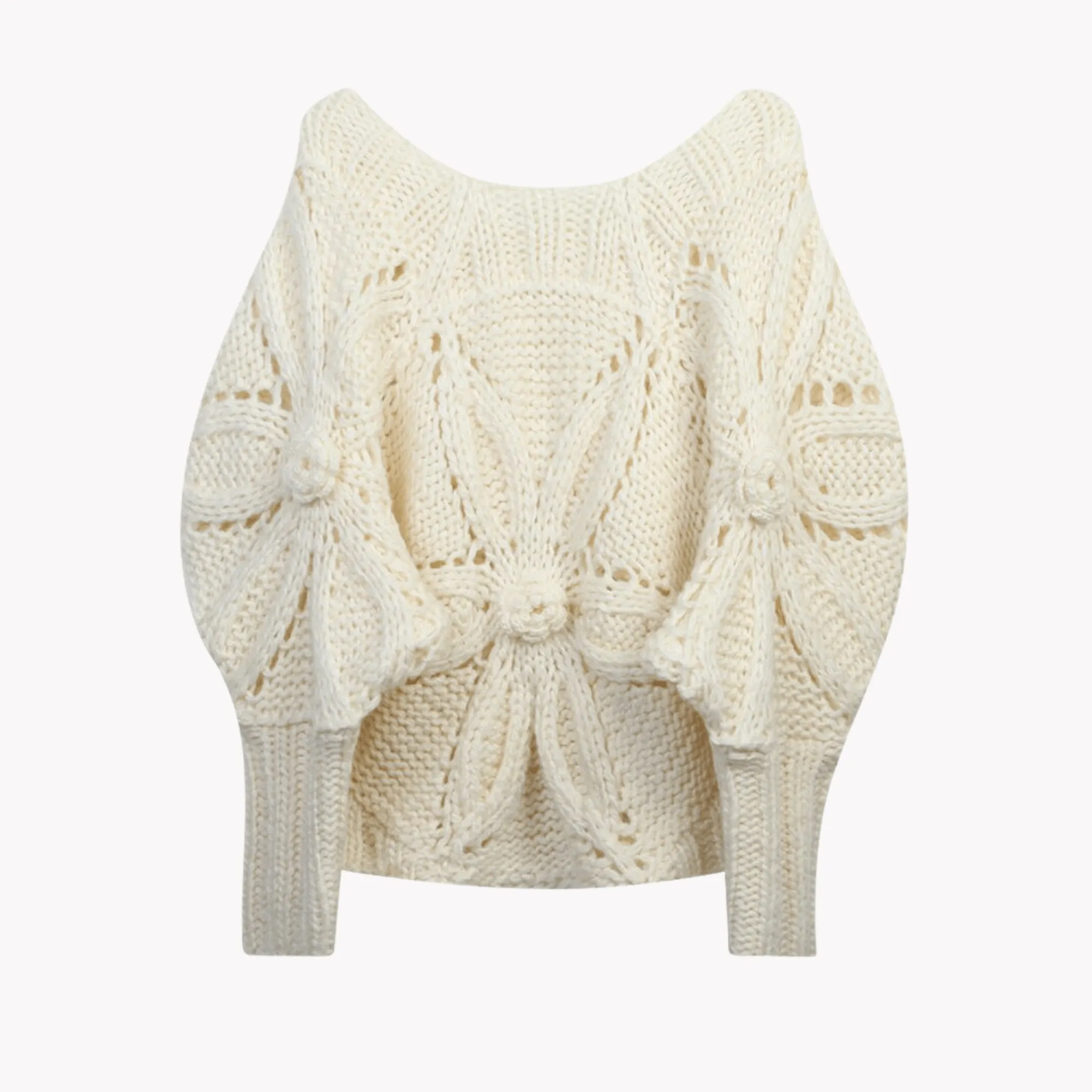 Pre Order:  Flower Knit Puff Sleeve Sweater